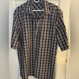 Ecko Unltd Rhino Brand 100% cotton men’s 2XL XXL short sleeve shirt brown Plaid